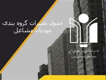 جدول تغییرات گروه بندی مودیان مشاغل